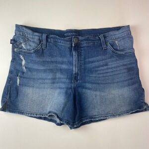 Rock & Republic Kimber Distressed Denim Shorts Blue Medium Wash Womens 18